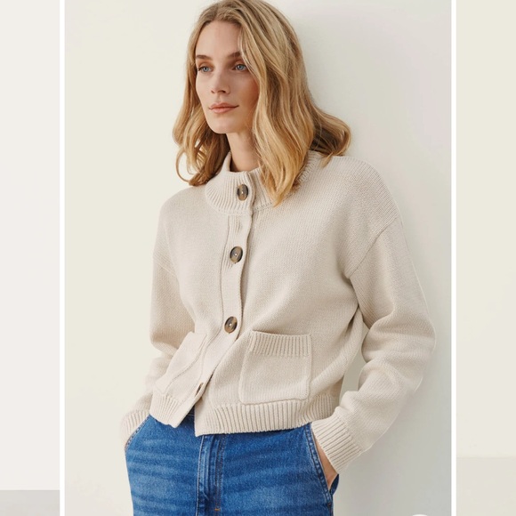 Part Two Sweaters - Part Two Copenhagen Clene Cardigan Sweater Size S Cream Color 100% Cotton EUC
